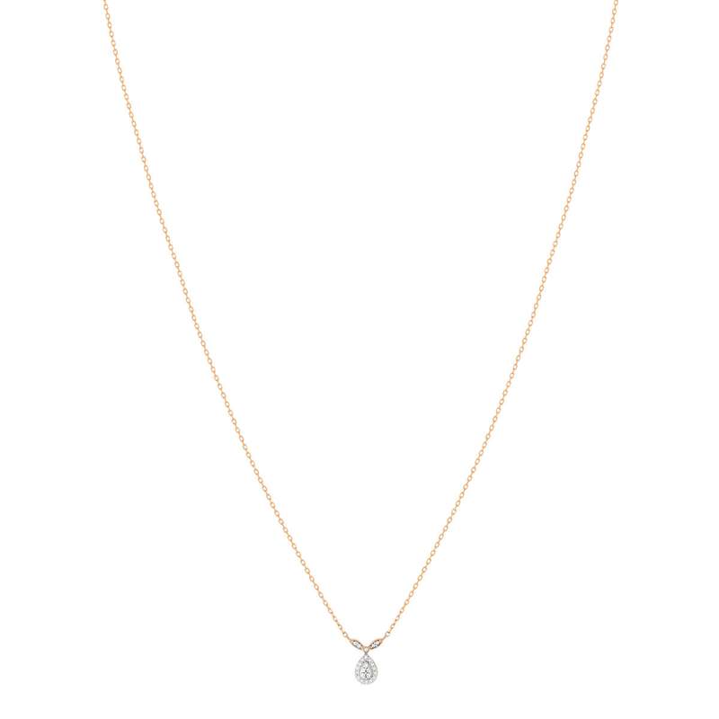 Collier or rose 375 2 tons goutte diamants 42 cm - vue 1