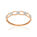 Bague or 375 rose ajourée diamants - vue 1