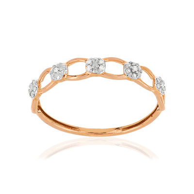 Bague or 375 rose ajourée diamants - vue 1