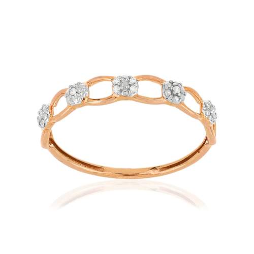 Bague or 375 rose ajourée diamants