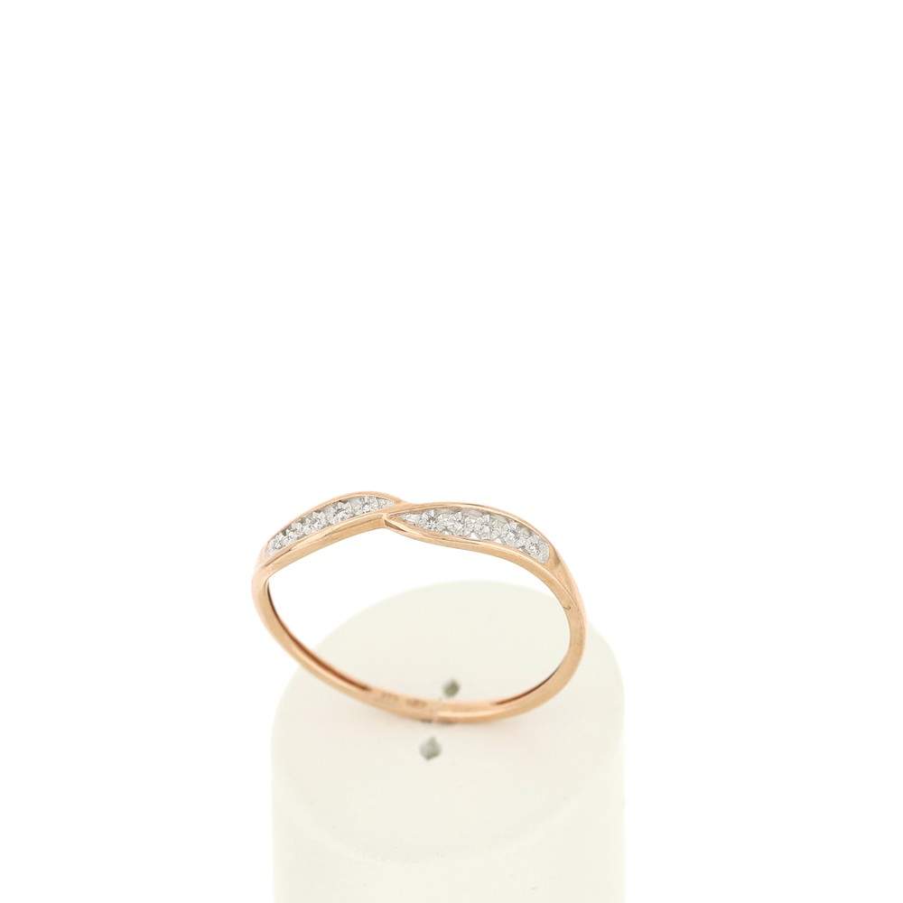 Bague or 375 rose 2 tons diamants - vue 2
