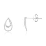 Boucles d'oreilles or 375 blanc gouttes diamants - vue 1