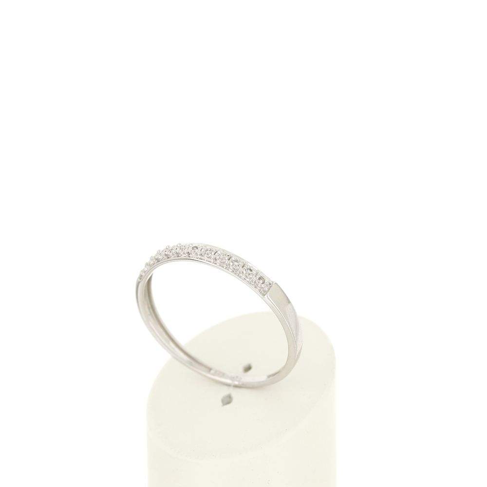 Bague or 375 blanc diamants - vue 3