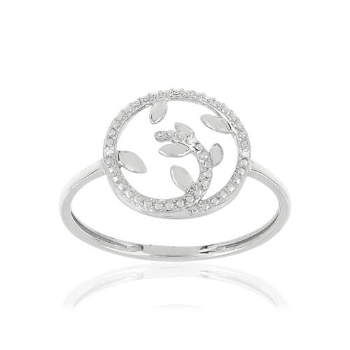 Bague or 375 blanc cercle diamants