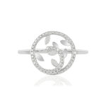 Bague or 375 blanc cercle diamants - vue 3