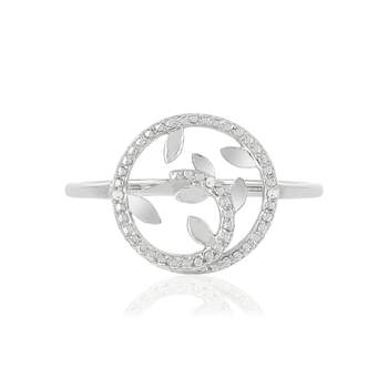 Bague or 375 blanc cercle diamants