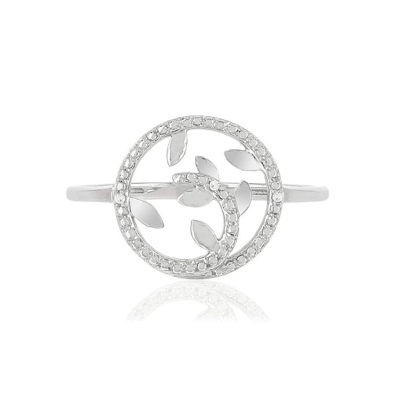 Bague or 375 blanc cercle diamants - vue 3