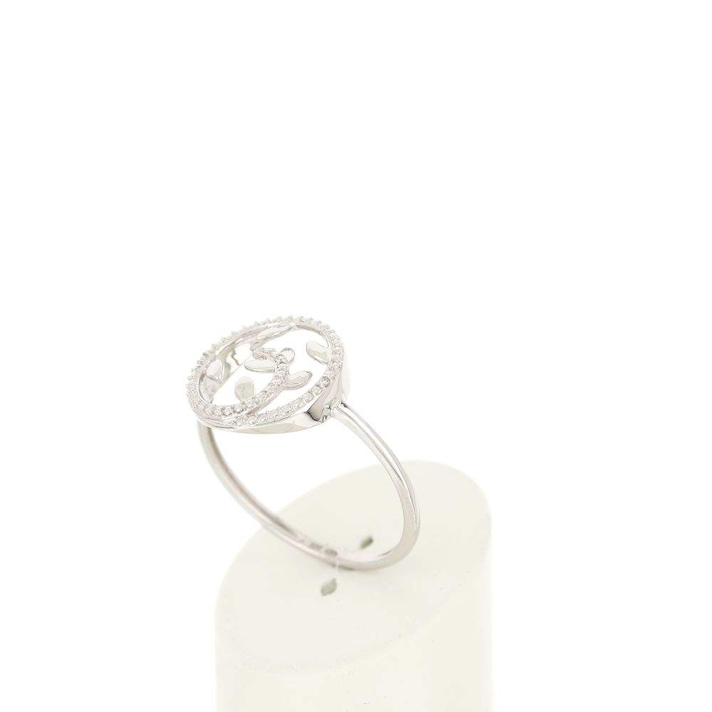Bague or 375 blanc cercle diamants - vue 3