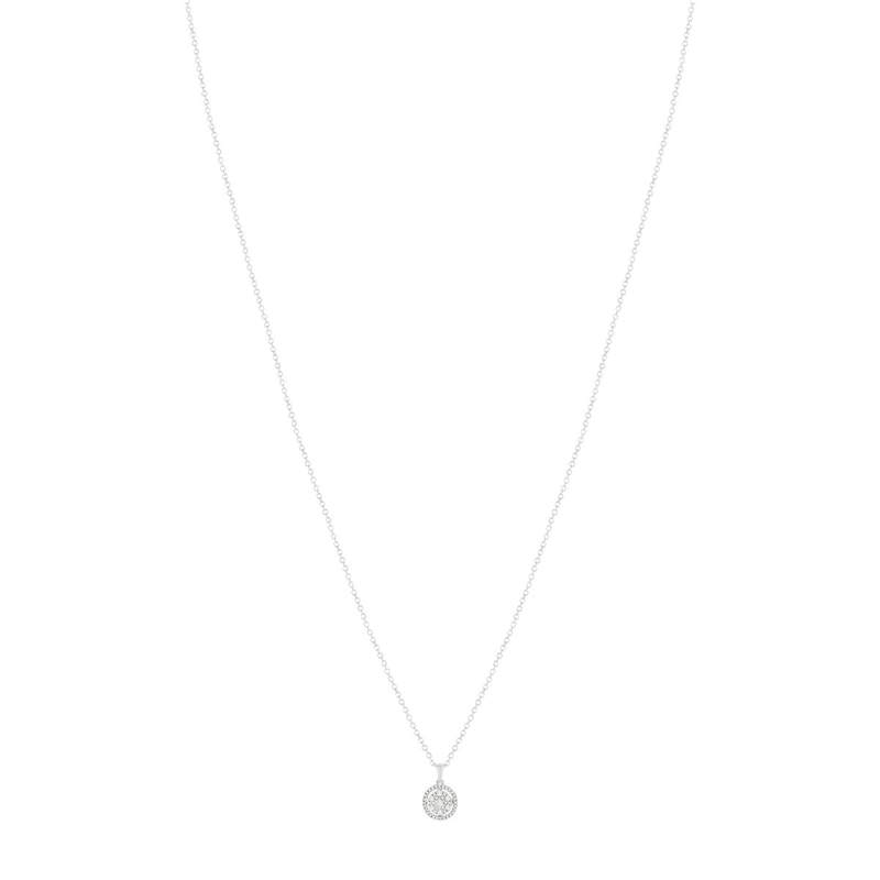 Collier or 750 blanc rond diamants 40 cm - vue 1