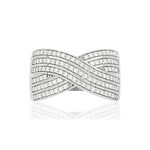 Bague or 750 blanc croisée diamants - vue 3