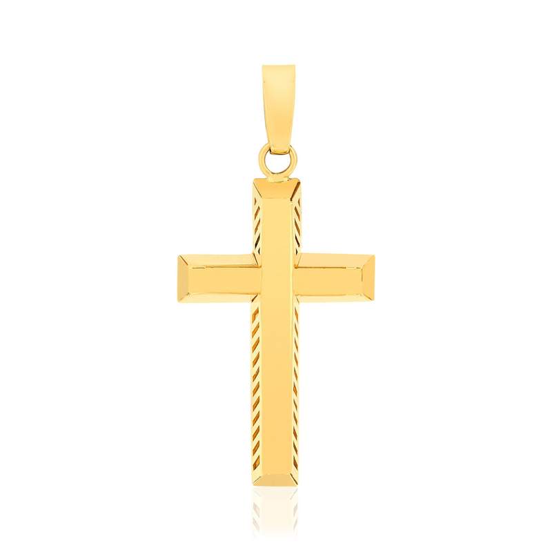Pendentif croix or 750 jaune ajouré - vue 1
