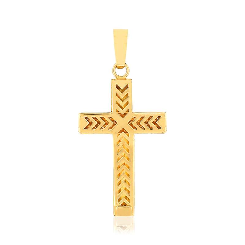 Pendentif croix or 750 jaune ajouré - vue 5