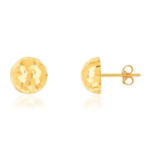 Boucles d'oreilles or 375 jaune martelé