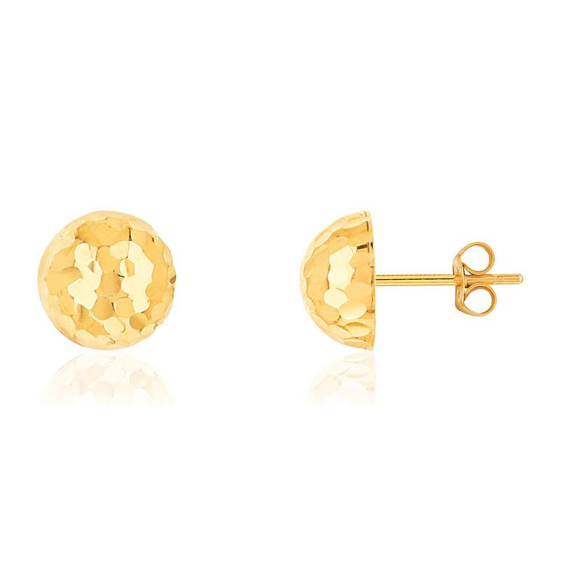 Boucles d'oreilles or 375 jaune martelé - vue 1