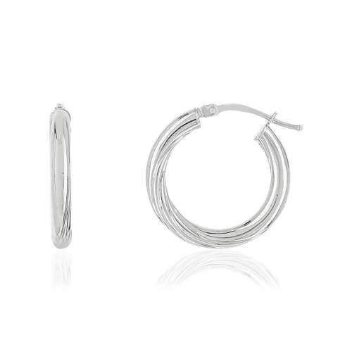 Créoles or 750 blanc striées 21 mm