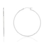 Créoles or 375 blanc 38 mm - vue 1