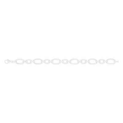 Bracelet argent 925 maille ovale alternée 19 cm - vue 1