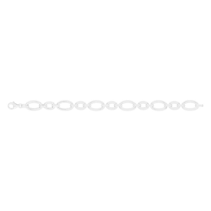 Bracelet argent 925 maille ovale alternée 19 cm - vue 1