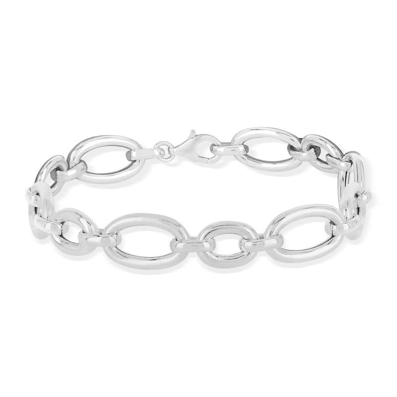 Bracelet argent 925 maille ovale alternée 19 cm - vue 2