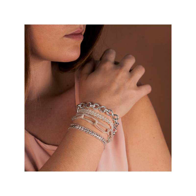 Bracelet argent 925 maille fantaisie 18 cm - vue porté 2