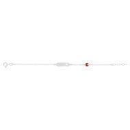 Bracelet identité argent 925 étoile coccinelle laque rouge personnalisable 15,5 cm
