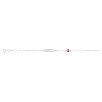 Bracelet identité argent 925 étoile coccinelle laque rouge personnalisable 15,5 cm - vue 1