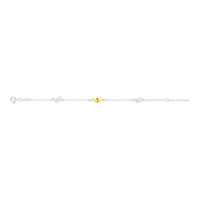 Bracelet argent 925 lapins laque multicolore 16,5 cm