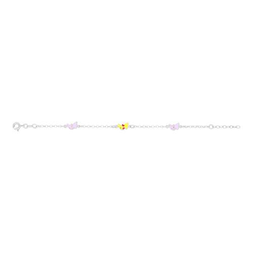 Bracelet argent 925 lapins laque multicolore 16,5 cm