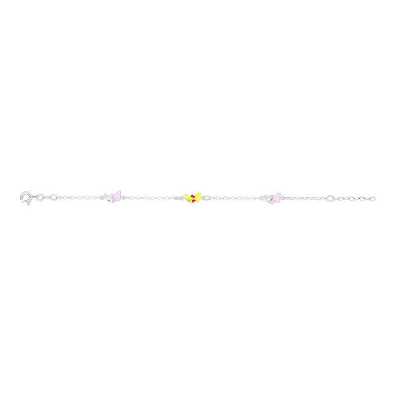 Bracelet argent 925 lapins laque multicolore 16,5 cm - vue 1