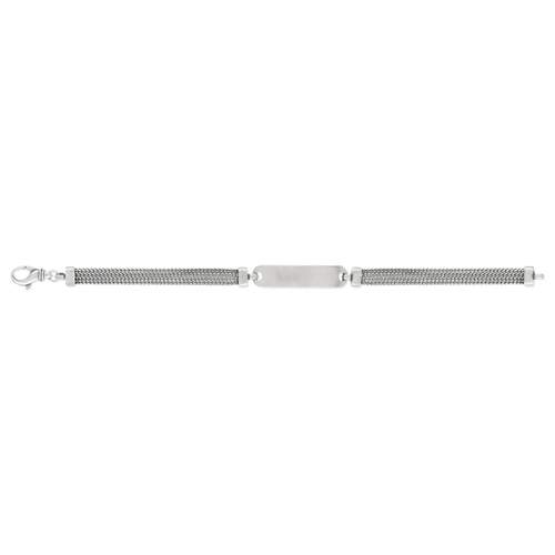 Bracelet identité argent 925 vieilli maille fantaisie 21 cm