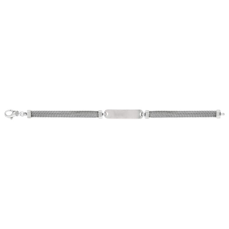 Bracelet identité argent 925 vieilli maille fantaisie 21 cm - vue 1