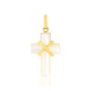 Pendentif croix or 375 jaune et nacre blanche - vue V1