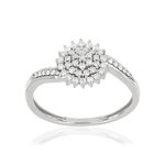 Bague or 375 blanc diamants - vue 1
