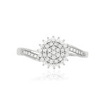 Bague or 375 blanc diamants - vue 3