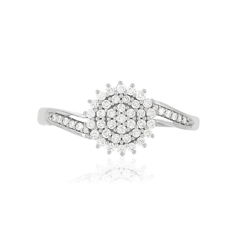 Bague or 375 blanc diamants - vue 3