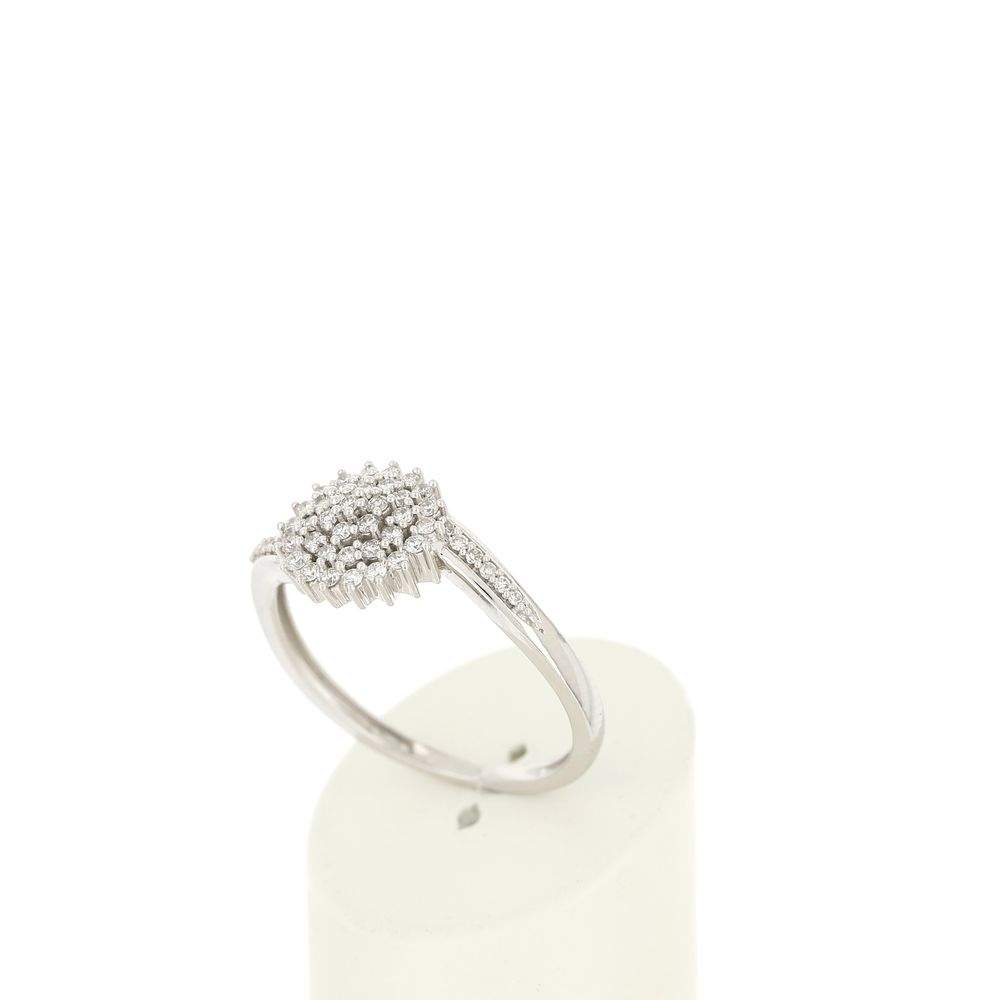 Bague or 375 blanc diamants - vue 3