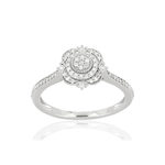 Bague or 375 blanc diamants - vue 1