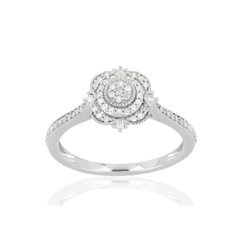 Bague or 375 blanc diamants