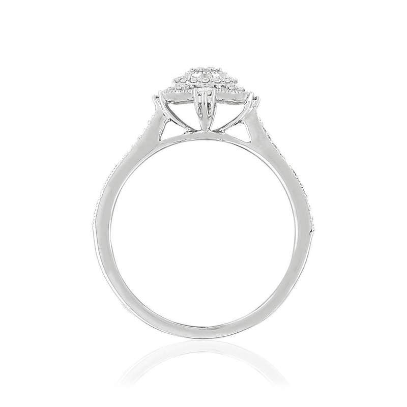 Bague or 375 blanc diamants - vue 2