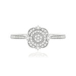 Bague or 375 blanc diamants - vue 3