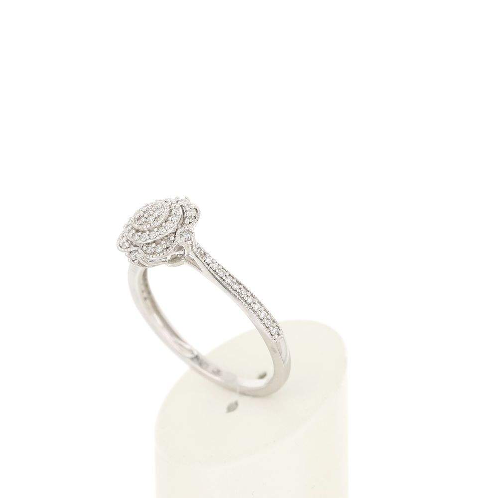 Bague or 375 blanc diamants - vue 4