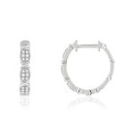 Créoles or 375 blanc diamants 16 mm - vue 1