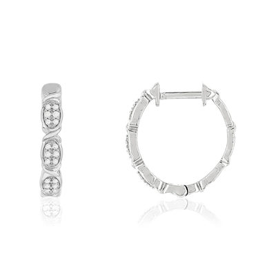 Créoles or 375 blanc diamants 16 mm - vue 1