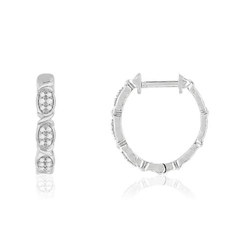 Créoles or 375 blanc diamants 16 mm