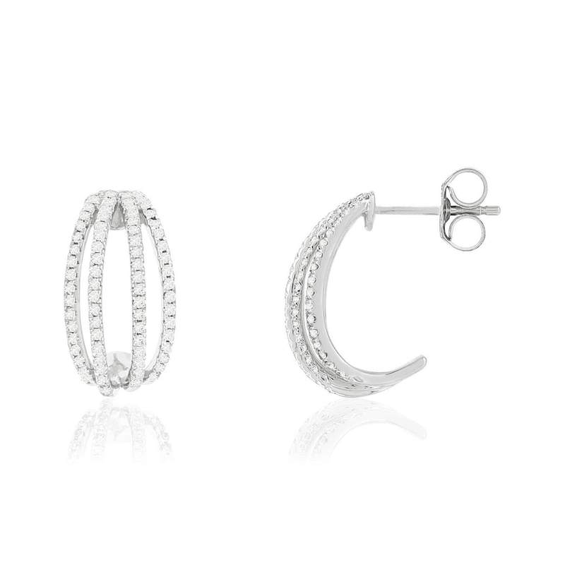 Créoles MATY Or 750 blanc Diamants - vue 1