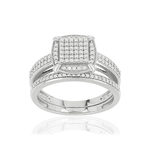 Duo alliance demi-tour solitaire or 750 blanc diamants - vue 1