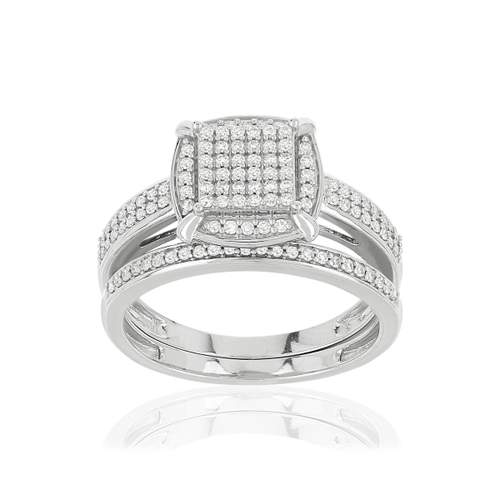 Duo alliance demi-tour solitaire or 750 blanc diamants
