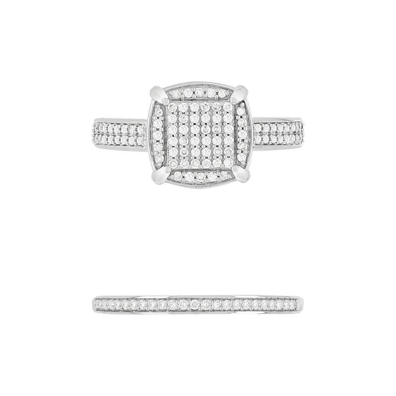 Duo alliance demi-tour solitaire or 750 blanc diamants - vue 5
