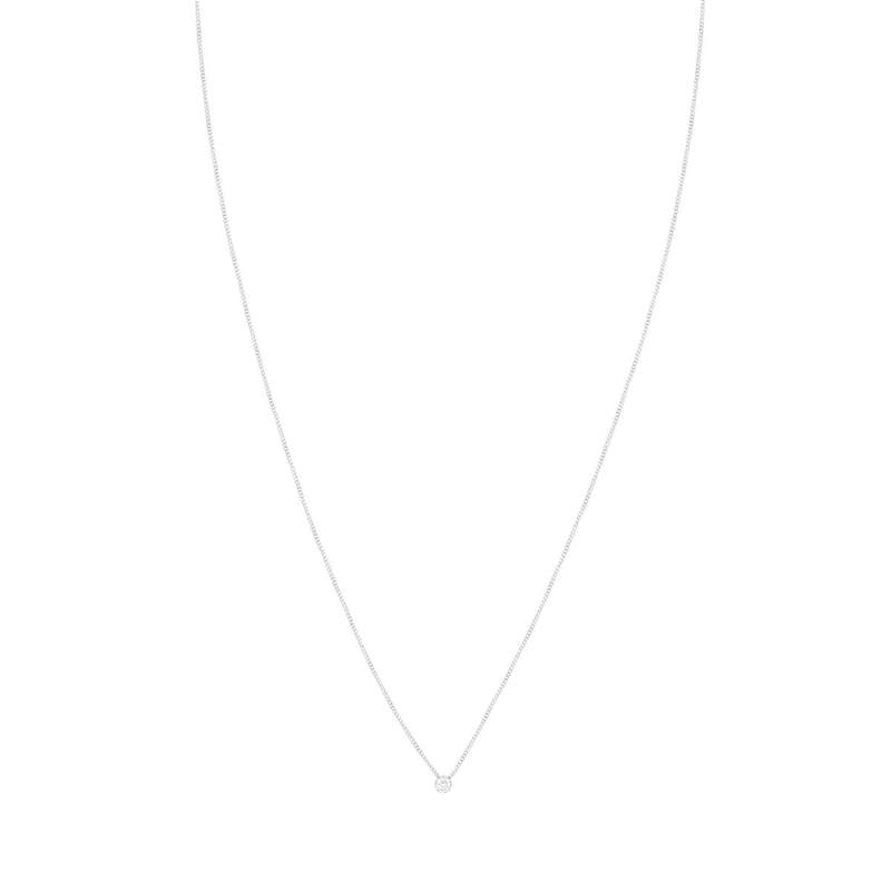 Collier or 375 blanc diamant 45 cm - vue 1