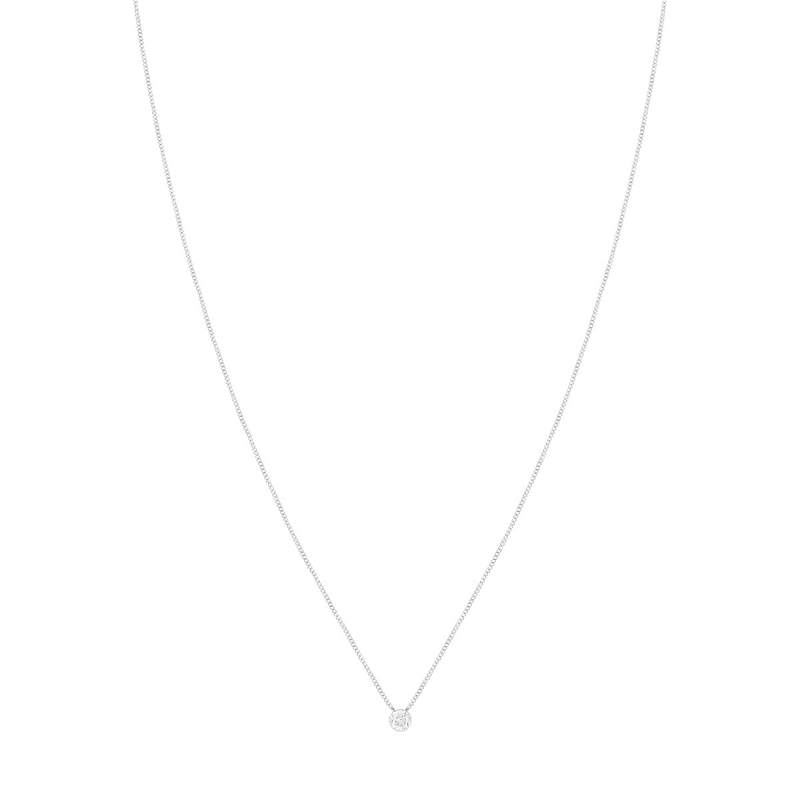 Collier or 375 blanc diamant 45 cm - vue 1